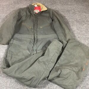 VTG‎ Walls Coveralls Mens Large Gray Blizzard Pruf Insulated Corduroy Collar USA